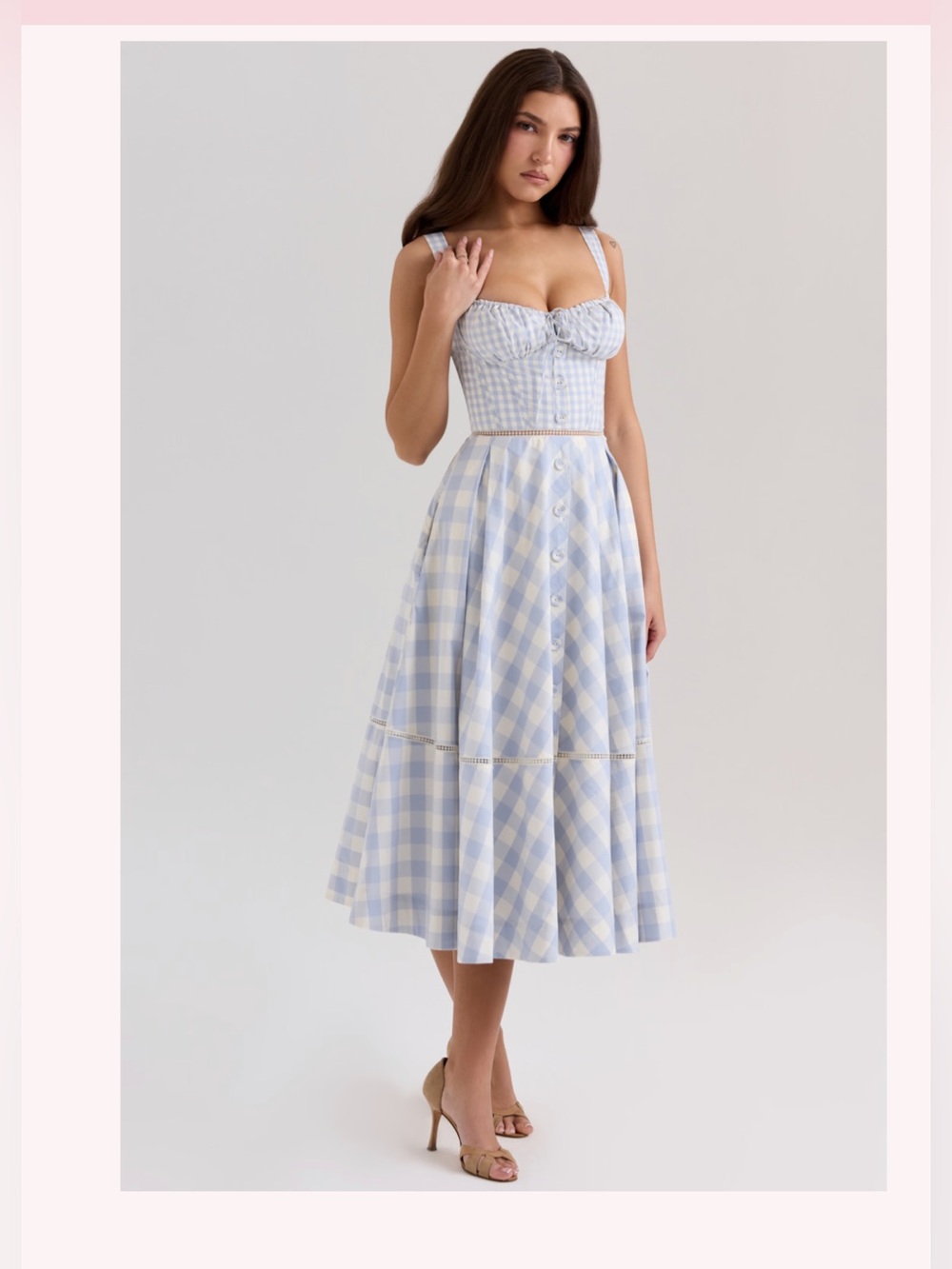 House of CB “ Chiarina” Blue and White Gingham dress